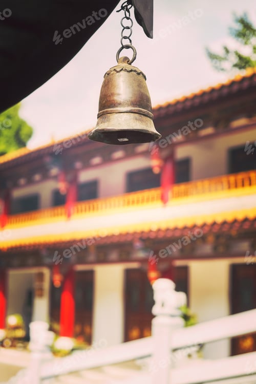 Preview: Color toned picture of a temple bell, China.