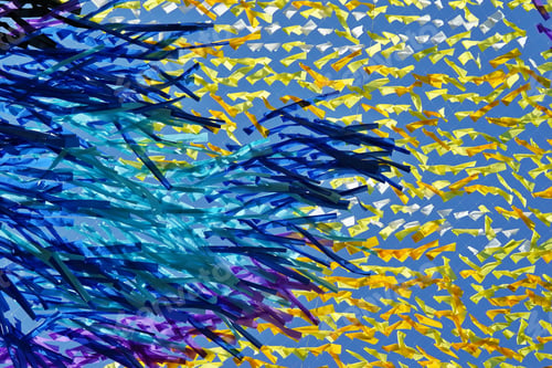 Preview: Abstract Texture Closeup From Color Tapes Of Fabric Or From Textile Material For A Festive