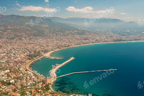 Preview: Aerial view of city on the coastline in Turkey