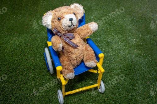 Preview: A Very Cute Teddy Bear In A Wheel Chair