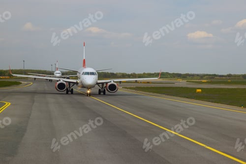 Preview: Aircraft on the runway is going through it can take off.