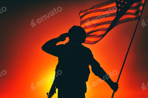 Preview: US soldier saluting and honoring fallen heroes