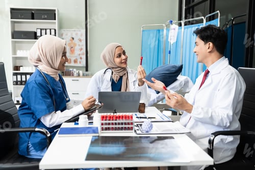 Preview: Medical team working on digital tablet healthcare doctor technology tablet using computer analyzed