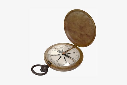 Preview: Vintage compass with open lid and cardinal directions