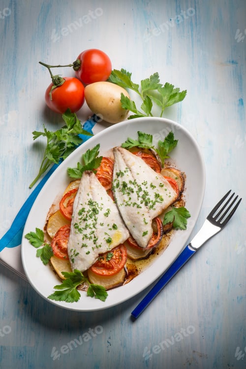Preview: fish with potatoes and tomatoes
