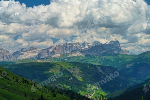 Preview: Mountain landscape along the road to Pordoi pass, Dolomites