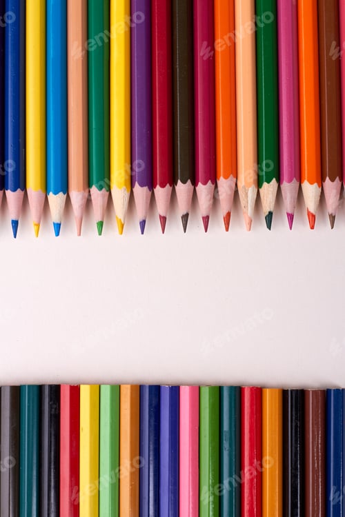Preview: Row of colorful pencils.