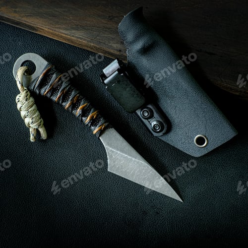 Preview: Handmade kiridashi knife Japanese style on a black background