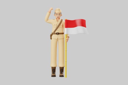 Preview: Indonesian independence day character with flag