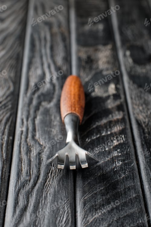 Preview: Soft focus photo of stylish fork with wooden handle