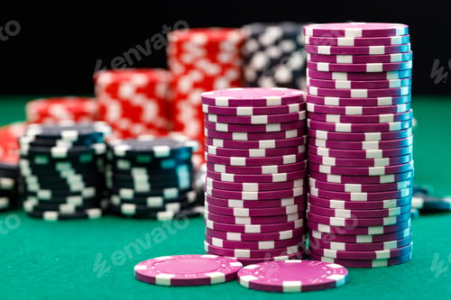 Preview: Stacks of playing chips on casino table