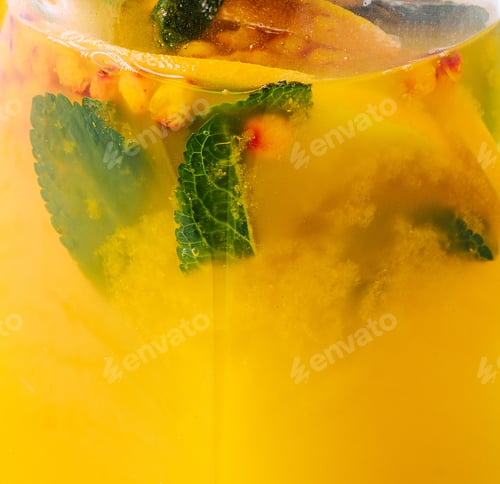 Preview: tea with mint and orange. aromatic hot drink background