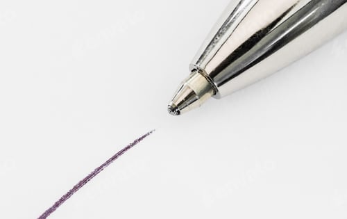 Preview: Close up of top of ball point pen and line drawn on white paper, writing, letter, school