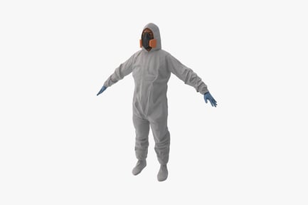 Preview: Figure hooded protective suit with extended arms