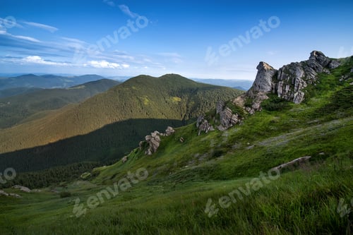 Preview: rocks and ledges of the Chornohirskyi ridge, picturesque views of the Carpathian mountains