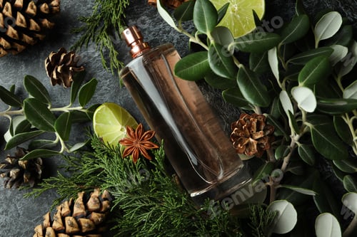 Preview: Concept of fragrant flavored perfume, close up