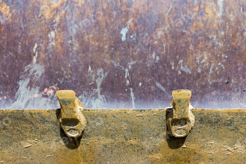 Preview: Fragment Of An Iron Ladle With Two Prong Closeup For The Construction Bulldozer Or For A Loader And