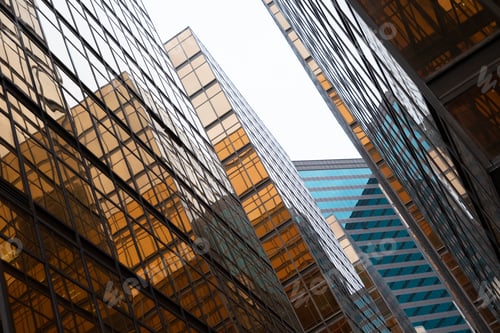 Preview: Office buildings windows. Glass architecture facade design with reflection