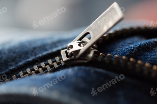 Preview: close up of denim item or jeans zipper