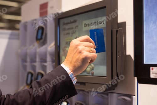 Preview: Cropped image of man swiping credit card