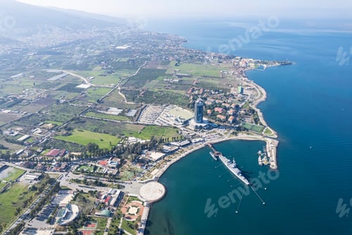 Preview: Aerial view of the Inciralti City Forest Izmir Turkey.