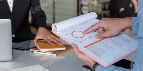 Preview: Close up Business people meeting to discuss the situation on the market. Business Financial Concept
