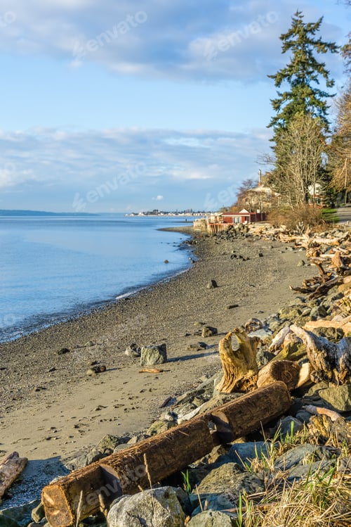 Preview: A View Of The Beach And Waterfront Homes At Lincoln Park In West Seattle, Washington.