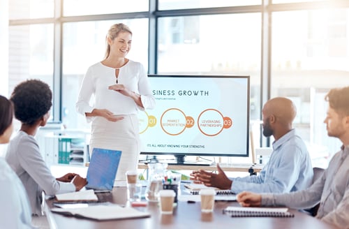Preview: Corporate woman, workshop or seminar for presentation for business growth, development or team disc