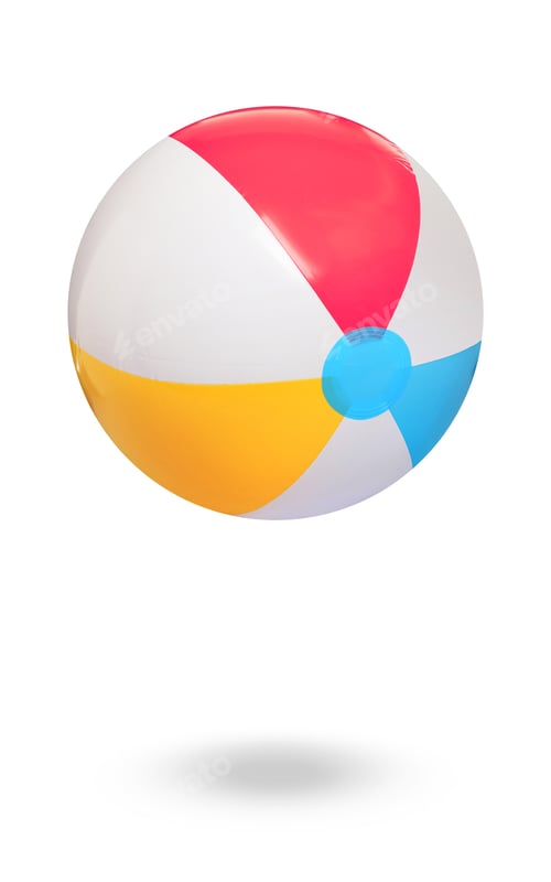 Preview: Inflatable colorful beach ball on white background