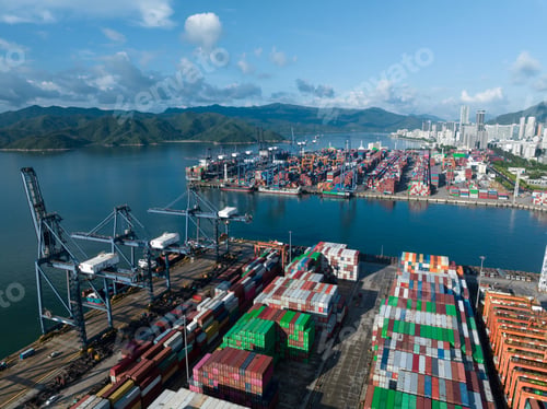 Preview: Aerial view of Yantian international container terminal in Shenzhen city, China
