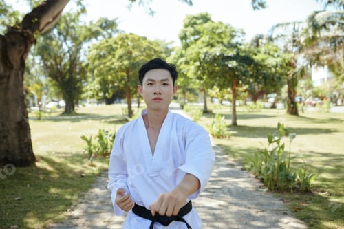 Preview: Man Practicing Taekwondo Stance