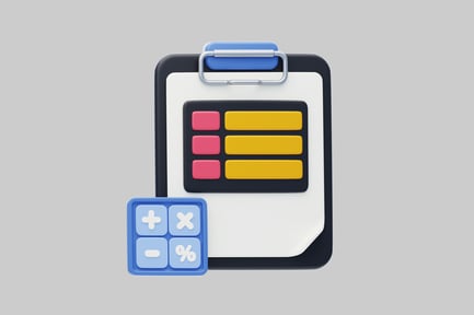 Preview: Financial report with calculator icon