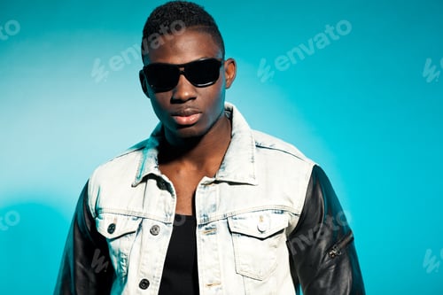 Preview: Cool Urban Stylish Black American Man. Fashion Studio Shot.
