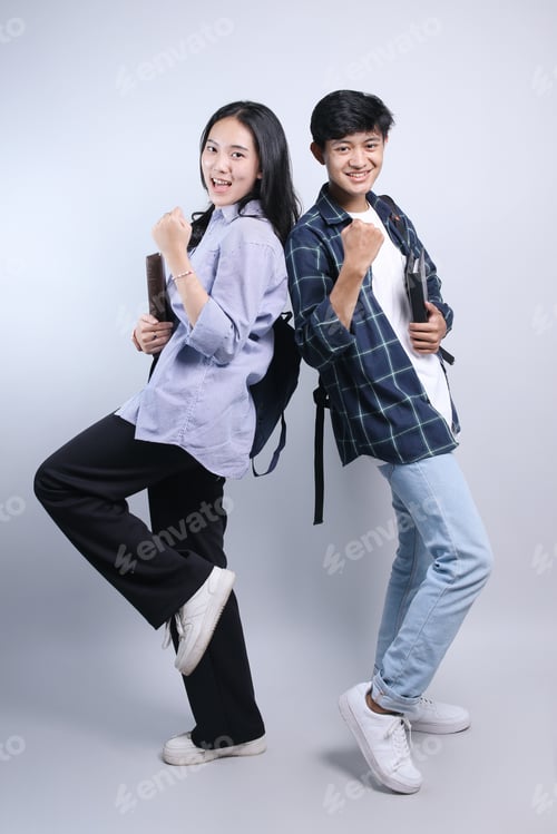 Preview: Young Couple Students Celebrating Achievement