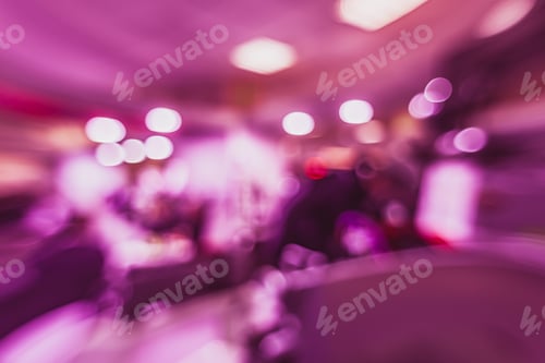 Preview: Exhibition- Background Blur. Blurred- Bokeh Lights. Expo Business- Booth Stand