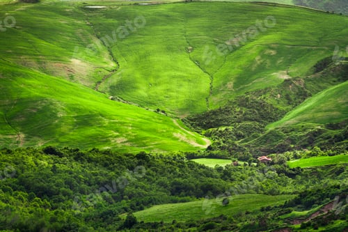Preview: Green valley between the hills in Tuscany