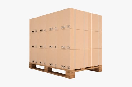 Preview: Wooden Pallet with Cardboard Boxes Stack