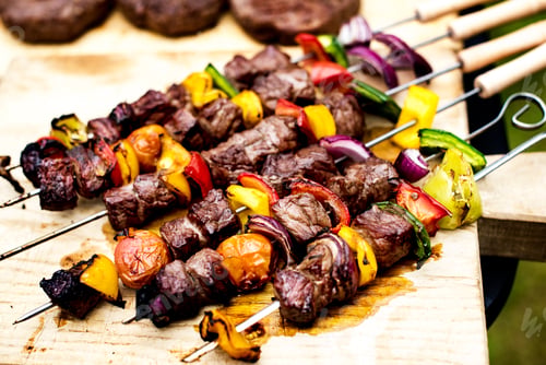 Preview: Closeup of homemade grilled food summer party