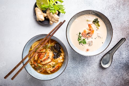 Preview: Creamy Soup and Noodle Bowl Food Photography