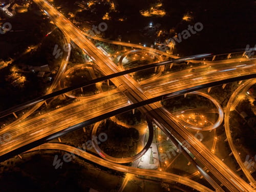 Preview: Aerial view of highway junctions. Bridge roads shape in structure. Top view. Urban city