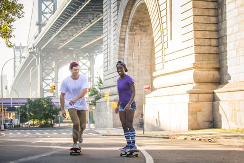 Preview: Skaters training in a skate park in New York