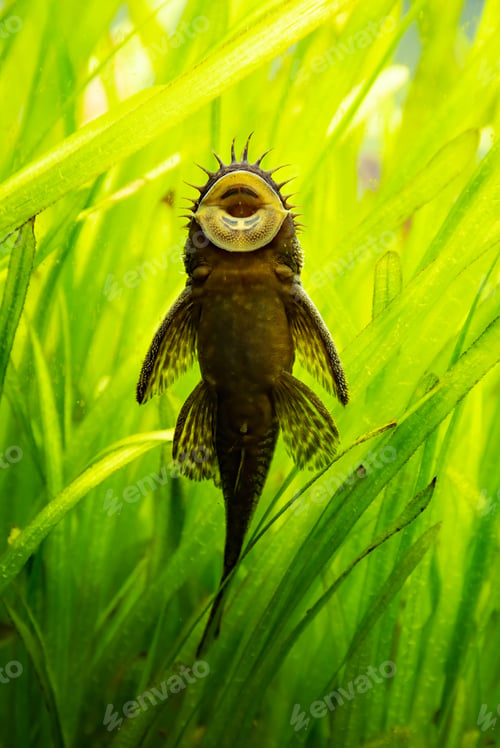 Preview: Ancistrus species longfin Bushymouth catfish on aquarium glass