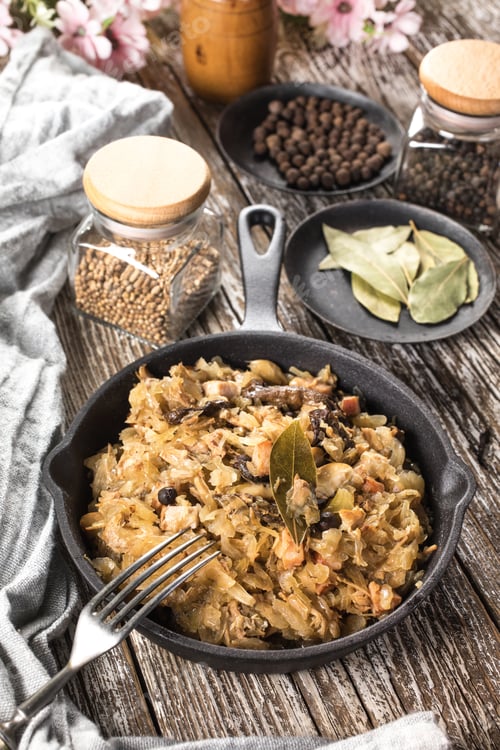 Preview: Bigos, a traditional Polish dish with cabbage.