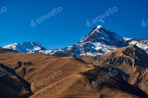 Preview: Mount Kazbek, the third highest peak in Georgia. Greater Caucasus.