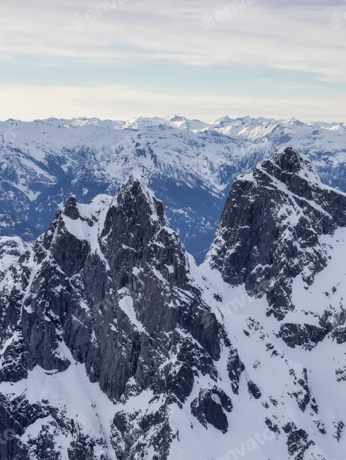 Preview: Aerial Panoramic View of Mount Judge and Canadian Rocky Mountain Landscape