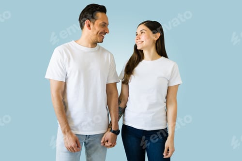 Preview: Holding hands while wearing fashion t-shirts