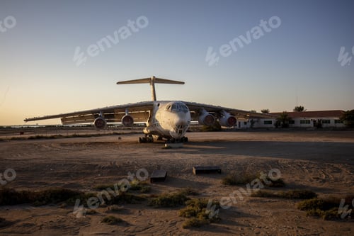 Preview: Derelict Cargo Plane in the desert of the UAE during the sunset