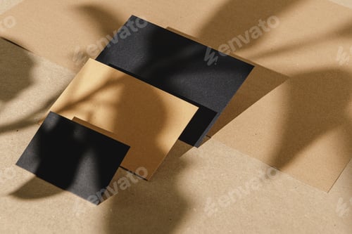 Preview: Foliage shadow on paper background with business card