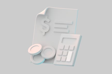 Preview: Financial statement with calculator and coins