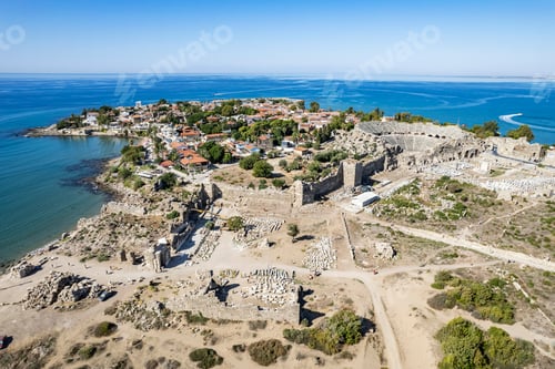 Preview: Aerial view of ancient Side town, Antalya Province, Turkey